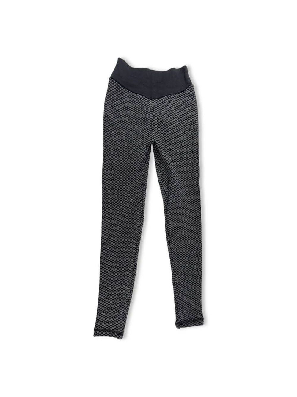 Honeycomb ruching Gray/Black Leggings Medium